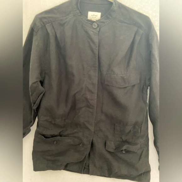 Aritzia Wilfred Womens Nicolet Linen Lyocell Utility Jacket Black Size M - Picture 5 of 11